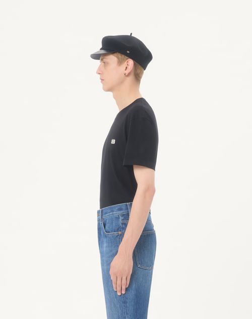 Valentino - Cotton T-shirt With Vlogo Patch - Black - Man - T-shirts And Sweatshirts